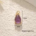Macro shot of 13mm purple teardrop stone pendant with 18K gold plated frame and ring - Purple Amethyst Pendant