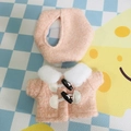 Rosa Plüsch-Puppenkleidungsset mit weißem Fellkragen und Dufflecoat für 17cm Figuren - Passend für 17cm Puppe / Rosa Wollmantel + Hut