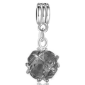 Silver spherical charm pendant featuring faceted grey crystals for DIY charm bracelets - Grey Large Stone Pendant