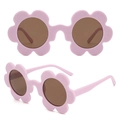 Pink matte flower shaped sunglasses with brown lenses for girls party eyewear - P8-Matte Hot Pink Frame