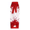 White bridal sarong cover-up with red rose petal prints and a waist tie wrap - One Size / Red Sarong