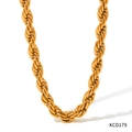Collier chaîne torsadée en acier inoxydable doré de style streetwear poli - Style Or 4.5mm (KCD179)