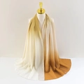 Detail of gradient chiffon scarf showing smooth brown to cream color transition - Dark Brown to Off-white Gradient (Style 9)