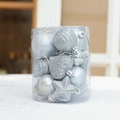 Silver Christmas tree ornament set in cylinder box with star, heart, and ball shapes - Silver Series Small Gift Bag