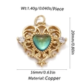 Vintage heart zircon pendant in copper gold plating with dimensions and weight data - Cx135-1a / 18K Gold