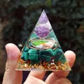 Orgonite energy pyramid with amethyst sphere, tree of life, and malachite stones - QK12 Malachite / 6cm