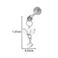 Silver F136 titanium chain labret with clear marquise zircon 13.7mm length - Marquise Cluster Flower Charm (T2536-8# Silver)