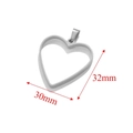 Silver stainless steel heart frame pendant with 30x32mm dimensions for DIY jewelry - Heart Shape / Steel