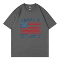 T-shirt gris foncé col rond avec impression Happy 4th of July pour femmes - XS / Hauts / Gris foncé