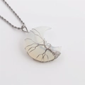 Ciondolo in opale a mezzaluna con albero della vita su catena a maglia argento - Catena a Torciglione 60cm / Opale