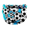 Blue 15cm wide elastic sports headband with black and white football pattern for soccer training - Sky Blue