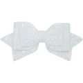 Sparkly white glitter bow accessory with double-layered design for tumblers and DIY cups - White