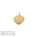 Elegant stainless steel heart pendant in 14K gold finish with diamond-like details - Minimalist Plain Heart (AP36309) / 15x15mm / Gold