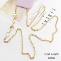 Zinc alloy gold crossbody phone chain with oval links and irregular wave metal accents - Gold Smooth Irregular Metal Chain