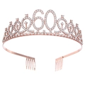 Elegante corona per il 60° compleanno in oro rosa con brillanti strass di cristallo - 60 Anni / Oro rosa