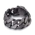 Rugged Cuban chain bracelet in matte gunmetal finish made of 316L stainless steel - 18.5cm / Distressed Black
