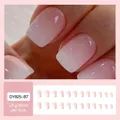Set di 24 unghie finte corte quadrate sfumate rosa e bianco in varie dimensioni e forme - DY825-B7 Rosa Sfumato [Versione Colla Gel]