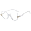 Transparant cat-eye brilmontuur met gouden kristalaccenten en geometrische pootjes - Transparant