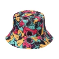 Reversible bucket hat with all-over cartoon shark print in mint green and yellow colors - Light Blue Shark Print (A)