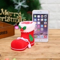 Botte de Noël floquée rouge pour bonbons avec bordure en peluche blanche et sapin - M