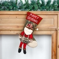 Camouflage Christmas stocking with 3D Santa Claus plush and Merry Christmas embroidery - Long Leg Style Santa Claus