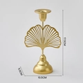 Golden ginkgo leaf iron candle holder for home decor, height 17.5cm and width 10.5cm - Ginkgo Leaf / Gold