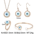 Golden titanium steel jewelry set with evil eye shell pendant necklace and earrings - Circular Rose Gold Ring Style (KS204753-K)