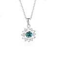 Elegante collar de girasol en plata S925 con una piedra de moissanita verde azulado - Plata 925 / Color Oro Blanco (Moissanita Verde)