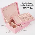 Portagioie rosa a due strati in pelle PU, 23x17x9cm, con chiusura di sicurezza in metallo - Rosa / 23*17*9CM