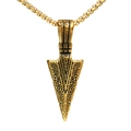 Golden stainless steel arrow pendant necklace with textured finish and box chain for men - Gold