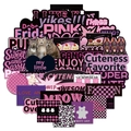 55 black and purple aesthetic waterproof stickers for laptop, skateboard and luggage DIY - Black & Purple Text Graffiti Stickers (55Pcs/Pack)