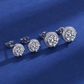 Silver S925 moissanite halo stud earrings in four sizes with round brilliant cut stones - 50-point Round White Diamond Stud Earrings Led-29