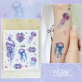 Glitter butterfly and jellyfish temporary tattoo stickers in purple and blue gradient - FG-096 (Ocean Life/Jellyfish)
