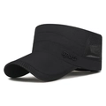 Casquette militaire noire à dessus plat avec maille respirante et broderie sports - Réglable / Noir