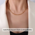 3,4 mm breite Gliederkette aus 18k vergoldetem Titanstahl für Damen in Goldoptik - Goldene Quadratische O-Kette (3,4 mm Breit)