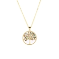 Macro detail of 18K gold plated Tree of Life pendant with vibrant multi-color zircons - Life Tree Style 1
