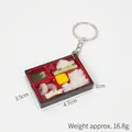 Miniature Japanese bento box keychain with shrimp and rice detail on white background - Lotus Root & Prawn Rice Bento