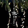 Elegant star Christmas ornament with clear crystal teardrop and silver metal frame decor - Hollow Star Style