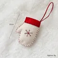 Wool felt Christmas glove ornament with red snowflake embroidery and 10cm height detail - White Glove