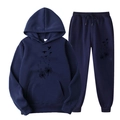 Ensemble de survêtement bleu marine avec sweat à capuche imprimé pissenlit et pantalon - S (L) / Haut Et Bas / Marine 2