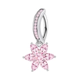 Pink zircon flower belly ring with silver stainless steel finish and elegant petal design - Hexagon Drill Style (Silver Pink)