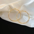 Elegant high-polished golden hoop earrings on white satin and black background - 59# Gold (925 Sterling Silver Earring Post)