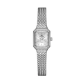 Montre à quartz luxe pour femme argentée avec lunette strass et bracelet métal - Argent