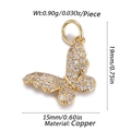 Exquisite gold copper butterfly pendant with sparkling cubic zirconia stones for DIY jewelry - Pave Butterfly (CX136-2)