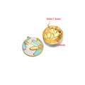 24mm gold-plated stainless steel daisy charm with blue and white enamel for DIY jewelry - Round Lotus / 24mm / Blue White