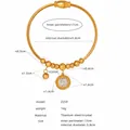 Technical size specs of gold titanium steel rope bracelet with crystal pendant - Gold (Z259)