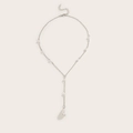 Collana a Y argento con eleganti perle bianche e un grande pendente a perla a goccia - Argento (A1-13 K)