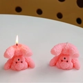 Cute pink poodle-shaped scented candle with realistic curly fur texture for home decor - Pink