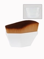Hexagonal foundation brush with soft brown bristles and white handle plus travel case - Curved Head (With Dust Box) / White