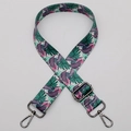 Adjustable crossbody shoulder strap with tropical leaf print and metal swivel hooks - Style 585 / Gunmetal